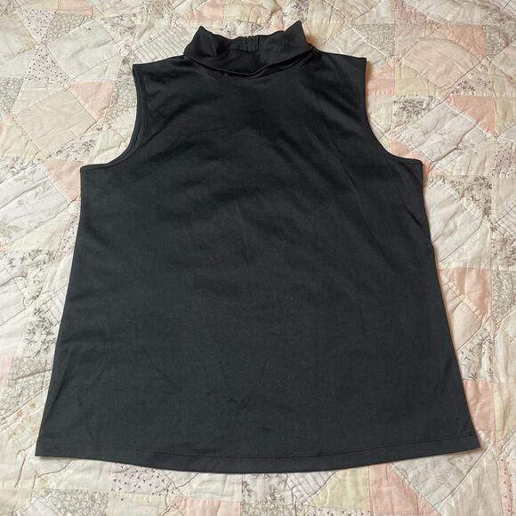 vicki wayne vintage minimalistic gothic black sleeveless turtleneck shirt medium - Picture 1 of 7